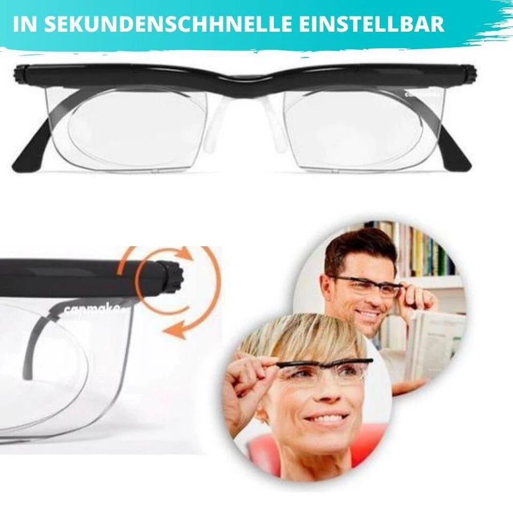 -6D To +3D Myopia Presbyopia Eyeglasses Focal Length Correction Adjustable Strength Lens Eyewear Auto Adjusting Reading Glasses Qme