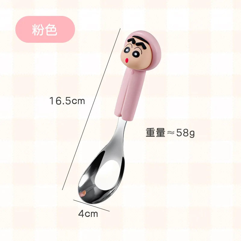 Crayon Shin-chan 304 Stainless Steel Raincoat-Shaped Spoon Cartoon-Themed Eating Spoon Baby Food Spoon Qme 2