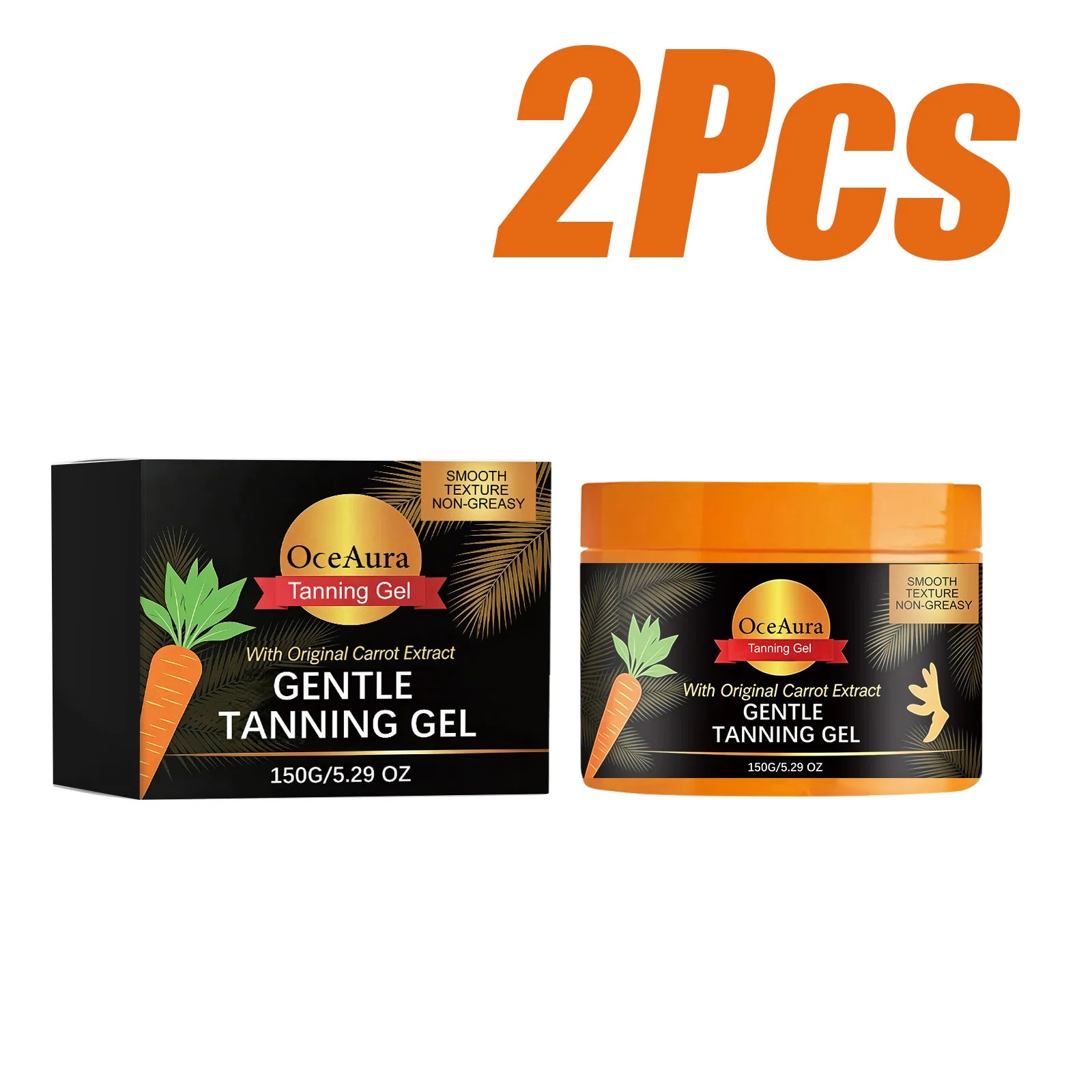 Carroten Gentle Tanning Gel Natural-Looking Sunless Tanner for Body Streak-Free Gradual Tan Hydrating Body Bronzer Non-Greasy Qme 2 x 150g Boxed