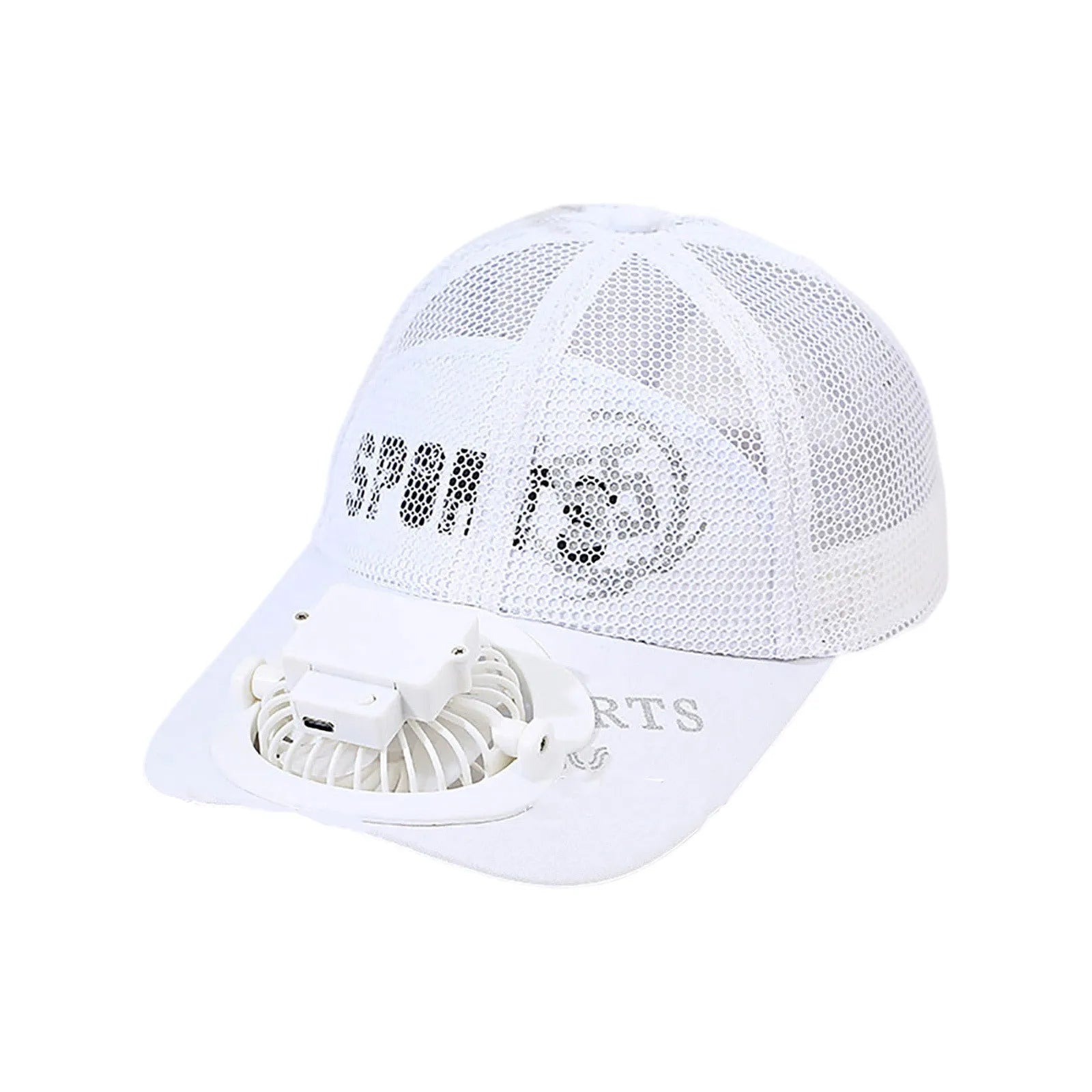 Summer USB Charging Fan Cap for Man and Women Fashion Mesh Breathable Baseball Cap Outdoor Sunscreen Letters Hat Qme White One Size