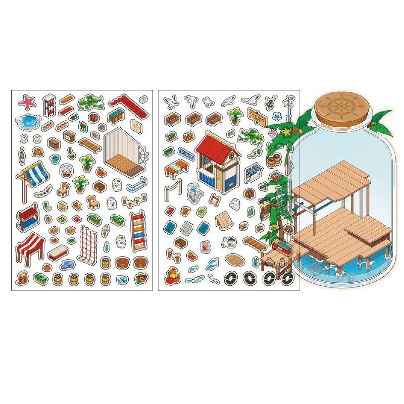 Kawaii Deep Sea Home 3D DIY Landscape Sticker Pocket Cabin Scene Stacking Pasting Festival Birthday Gift for Kid Child ﻿ ﻿ Qme 1