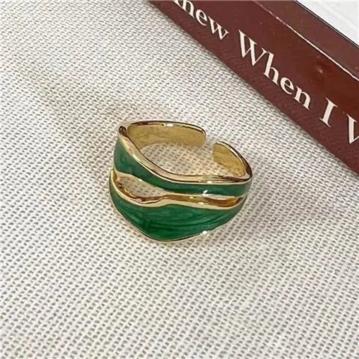 1pcs Drop Glaze Wedding Rings Women Couples New Fashion Elegant Double-layered Irregular Geometric Handmade Party Jewelry Gifts Qme