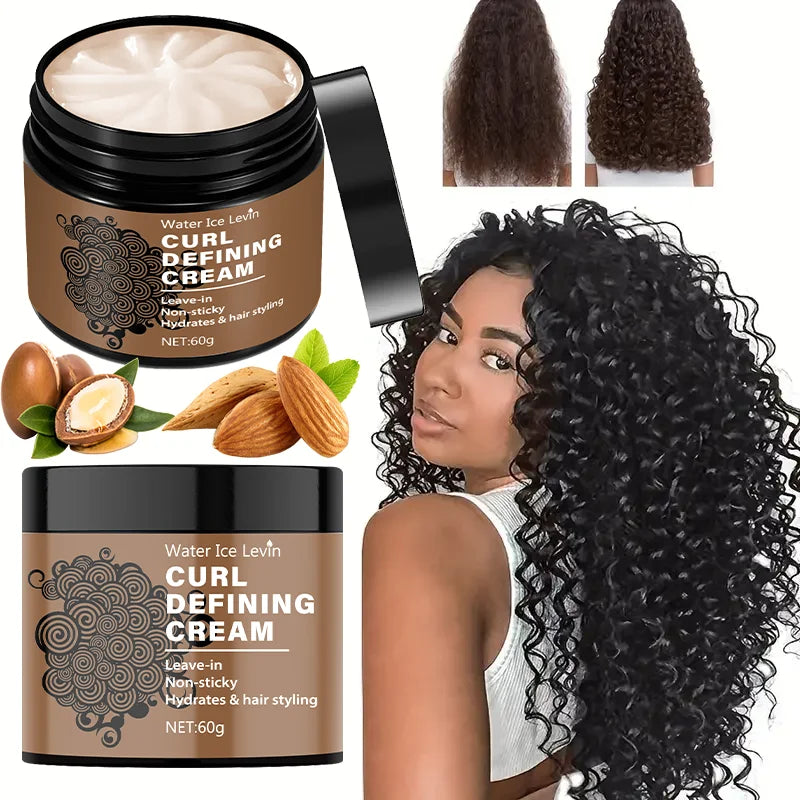 60g Curl Styling Cream - Moisturizing Hair Styling Cream Suitable for Normal Hair, Men and Women, with an Easy-To-Use and Portable Plant-Based Formula Qme