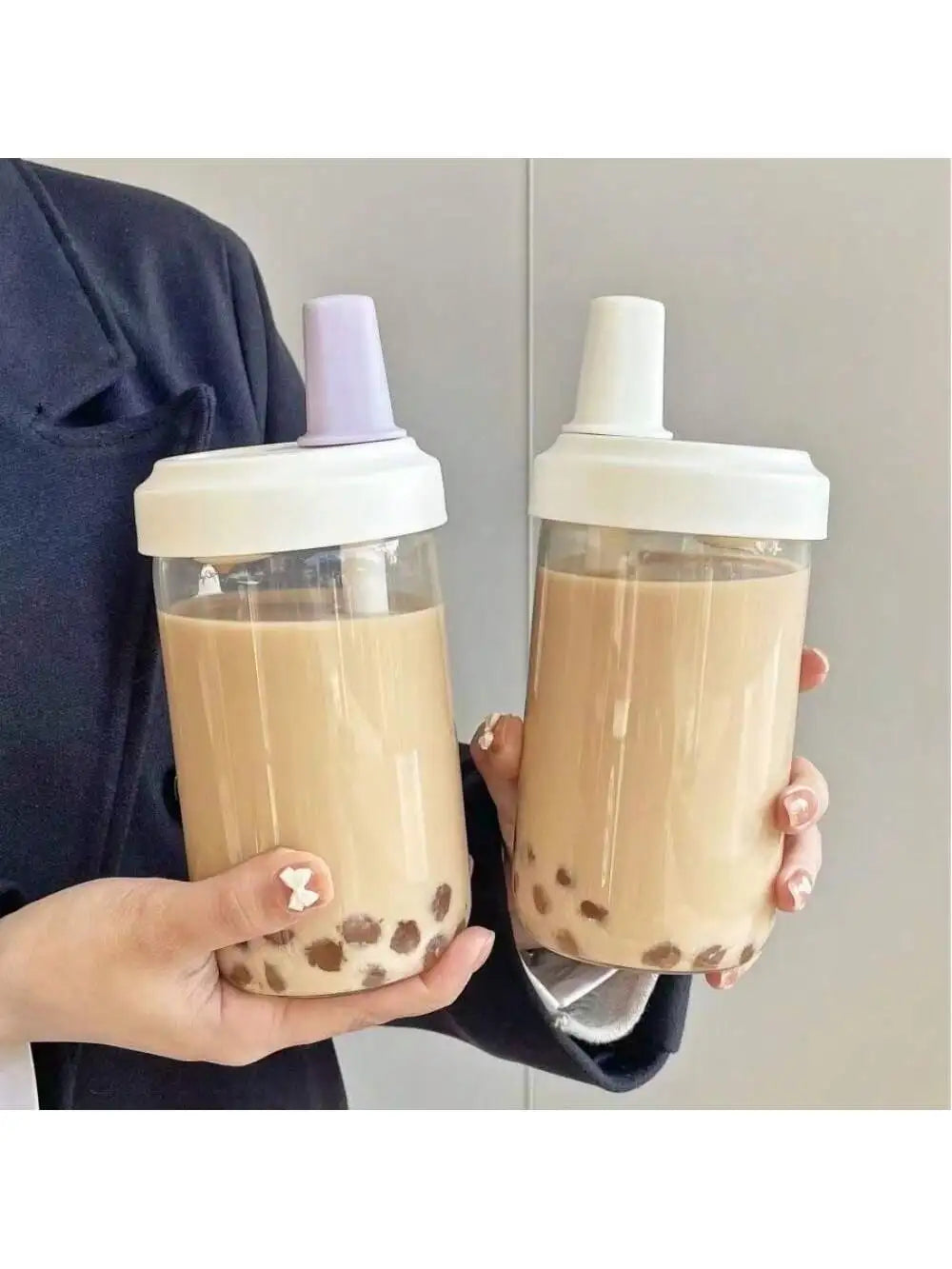 Water Bottles Straw Cup Juice Milk Plastic Lid Bubble Tea Coffee Cups Qme