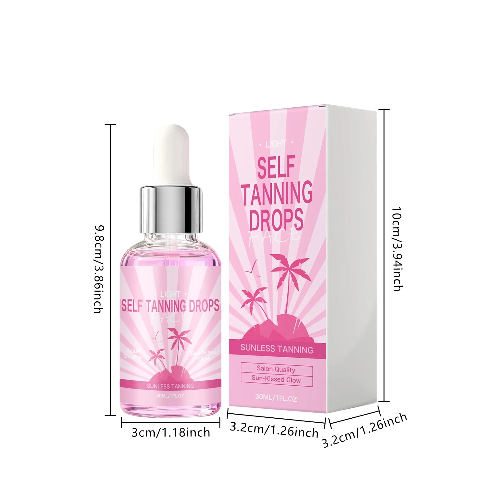 Self Tanning Drops Sunless Tanner Serum Face Body Natural Bronze Tone Even Skin Tone Moisturizing Glowing Hydrating Bronzing Qme 30ml Boxed