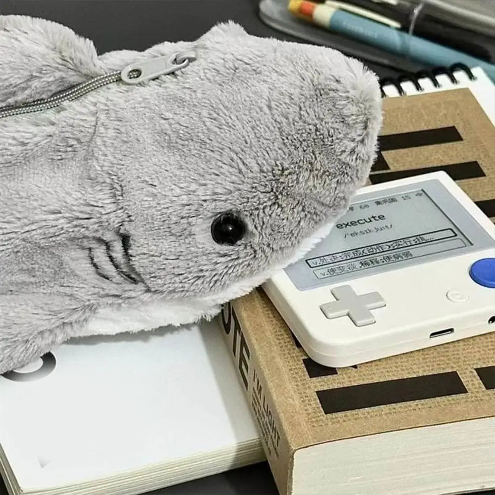 Cute Plush Shark Pencil Case Student Stationery School Supplies Kawaii Doll Back To School Storage Bag Pen Bag Stationery Qme