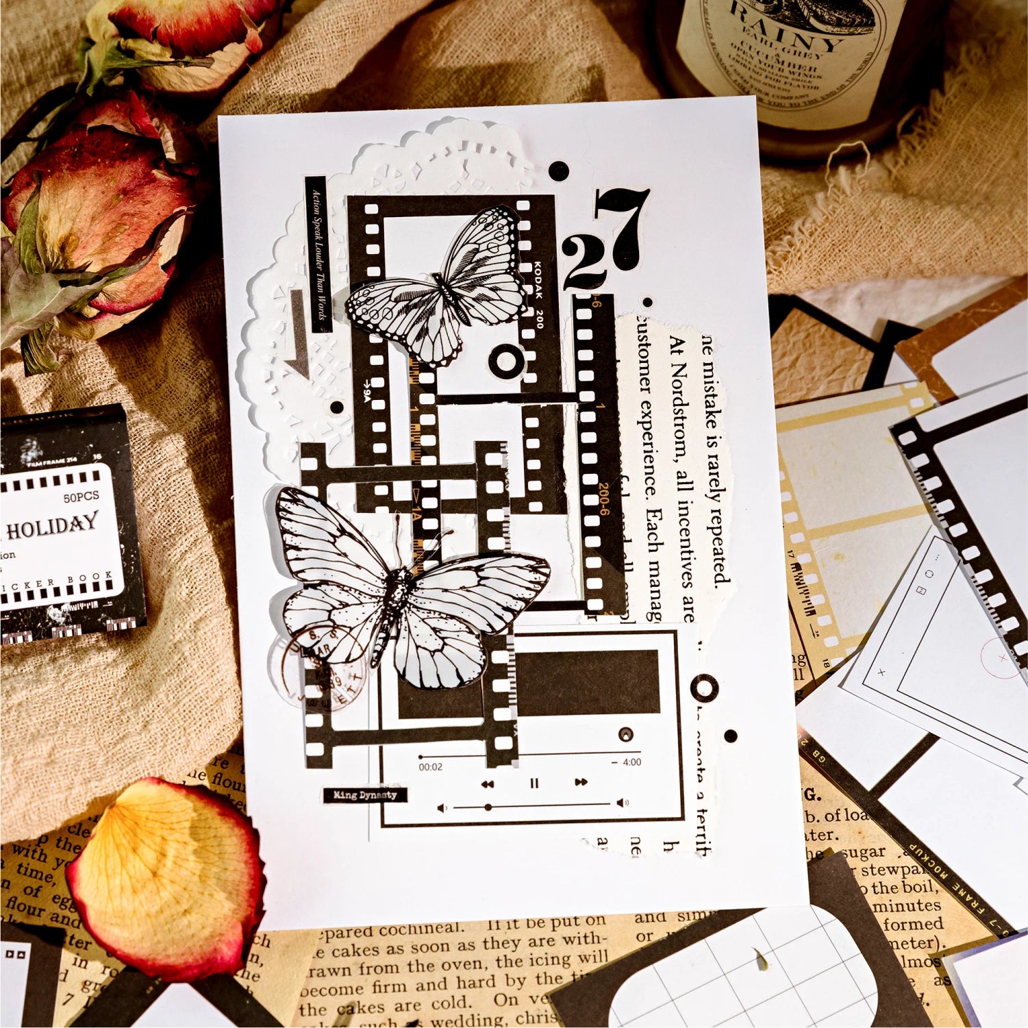 50 pcs INS Label Scrapbooking stickers Diy Planner Diary Album Collage material Hand Account junk journal supplies Qme