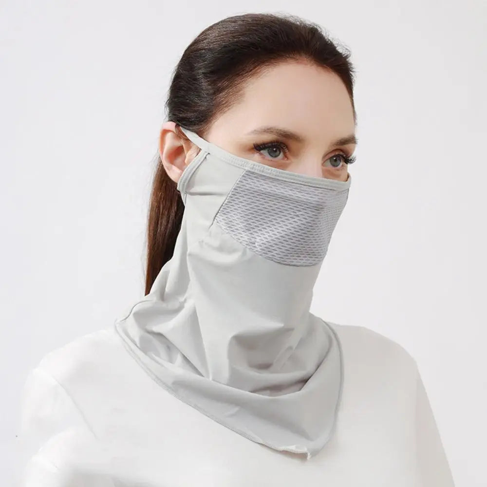 Solid Color Ice Silk Mask Summer Face Scarves UV Protection Face Cover Face Shield Hanging Ear Sunscreen Face Scarf Hiking Qme