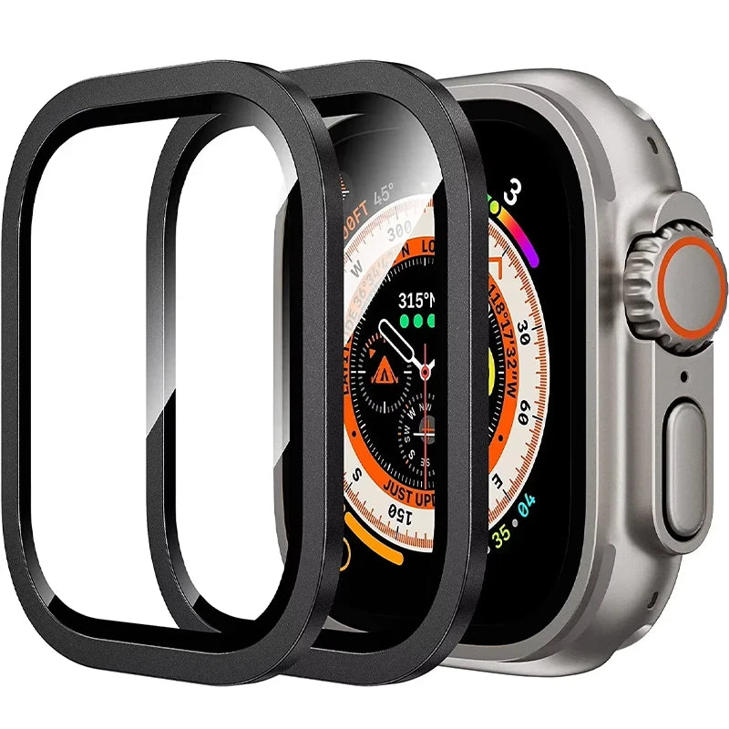 2PCS Tempered Glass For Apple Watch Ultra 49mm Screen Protector Anti-Scratch HD Metal Bumper Full Film for IWatch Ultra 49mm Qme