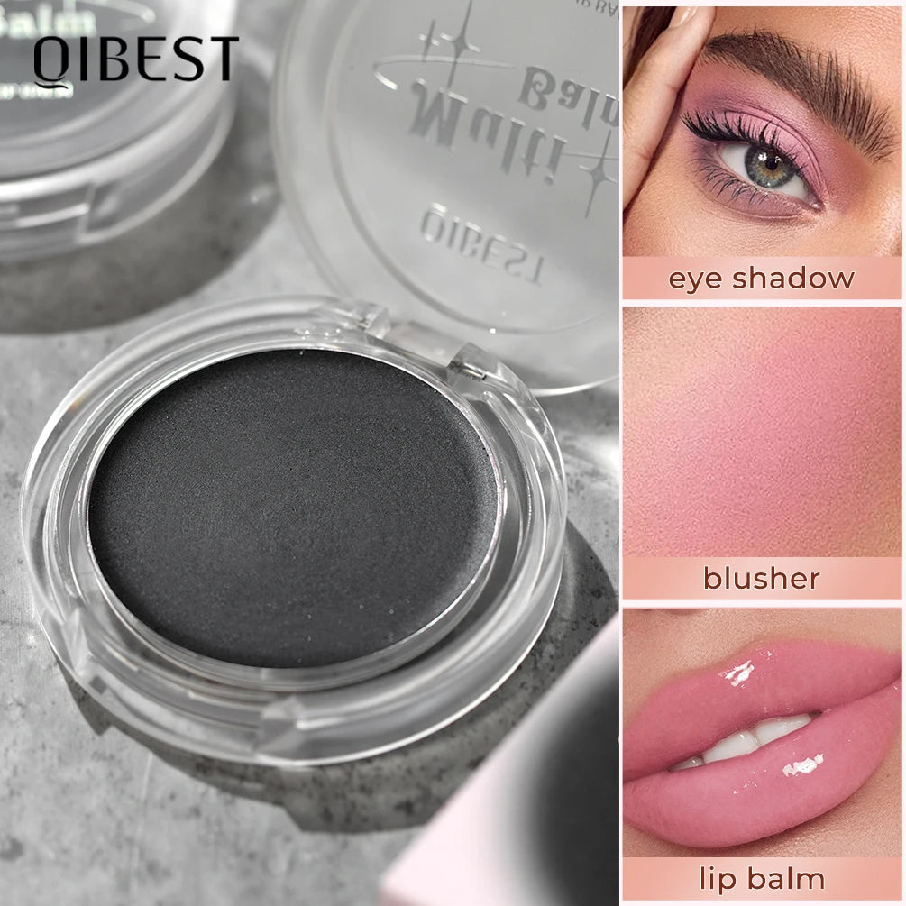 QIBEST Color Changing Multifunct Balm 3 In 1 Matte Lipstick Blush And Eyes Lightweight Cream Lip Tint Cheek Makeup For Women Qme