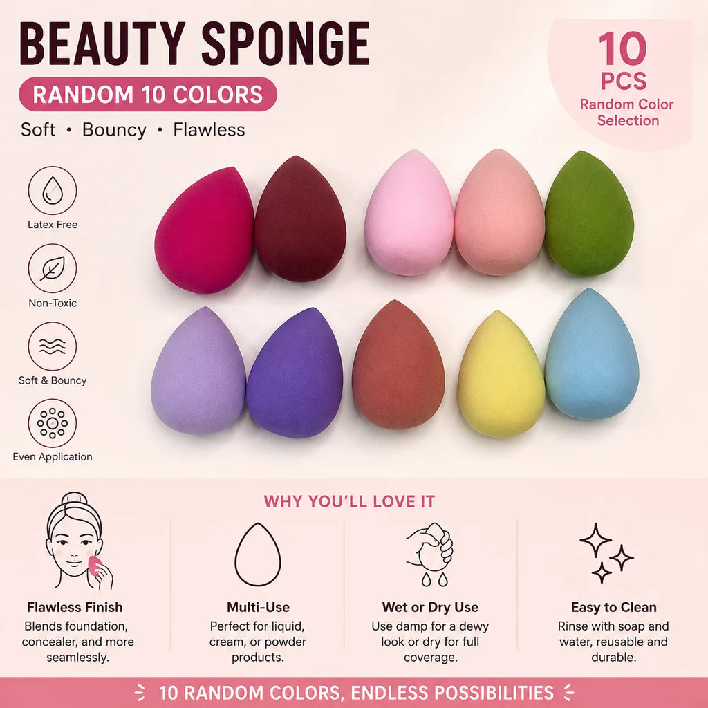 10 Random Mini Mixed Makeup Sponges Puffs DIY Tools Concealer Qme