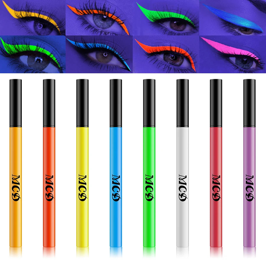UV Light Neon Eyeliner Pen Eyes Makeup Blue Green Waterproof Liquid Qme