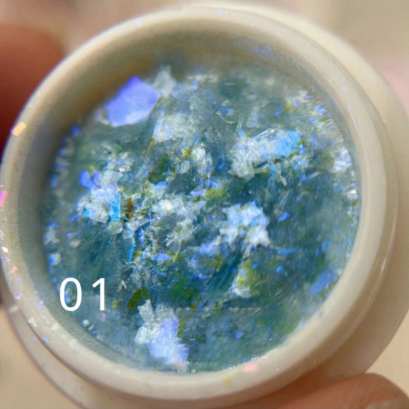 Nail Art Glitter Powder Polarized Opal Iridescent Reflective Ice Qme blue
