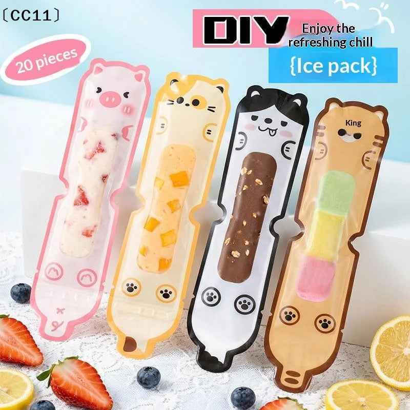 Cute Cartoon DIY Ice Bags Leak Proof Seal Homemade Lolly Summer Kids Qme