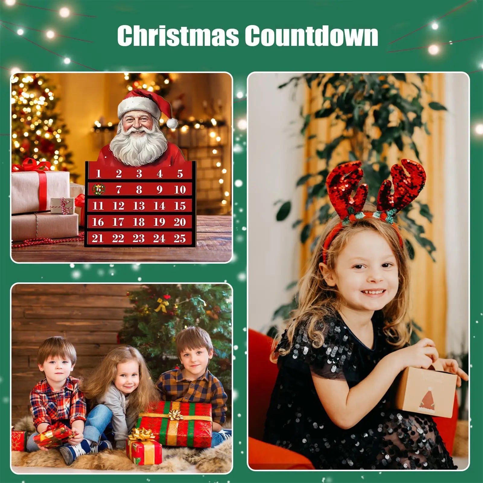 Wooden Christmas Countdown Calendar 24 Day Toy Display Decor Vacation Qme