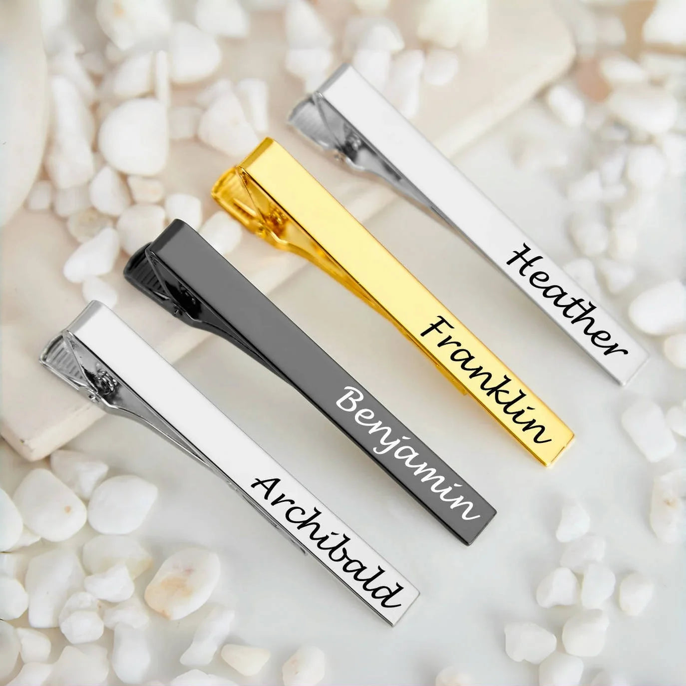 Jeshayuan Personalized Tie Clip Groomsmen Tie Bar Engraved Tie Clip Custom Tie Bar Name Tie Clip For Him Tie Clip Mens Qme