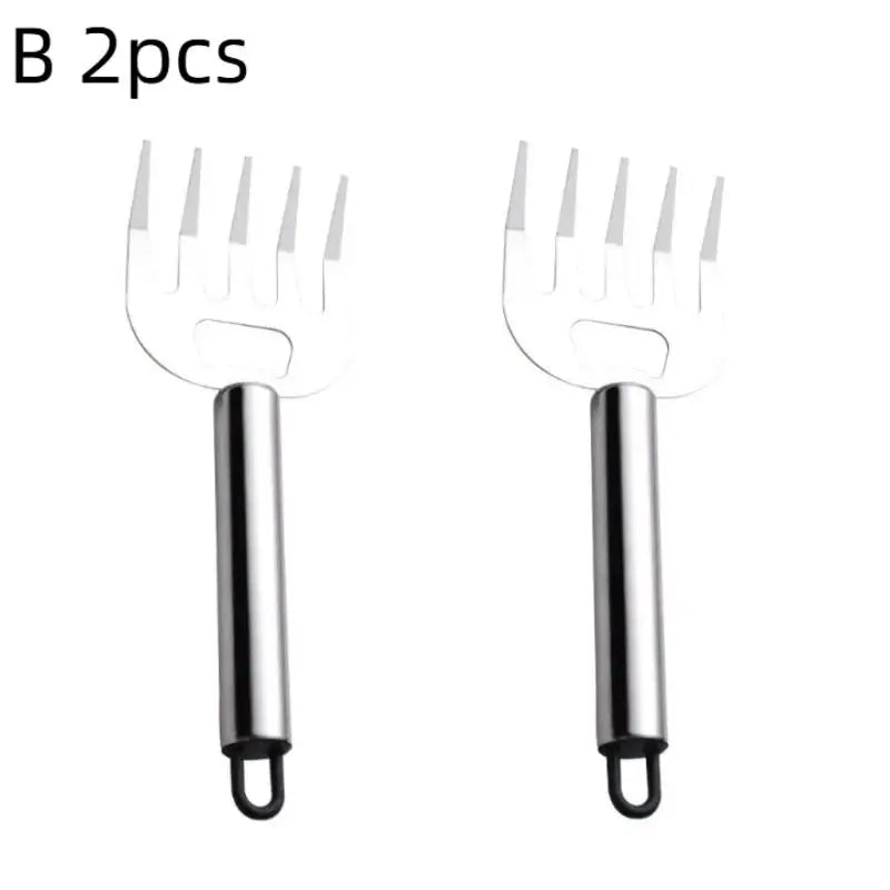 1 Stainless Steel Meat Cutter Finger Protector Fork Wooden Handle Qme B 2pcs
