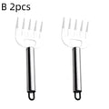1 Stainless Steel Meat Cutter Finger Protector Fork Wooden Handle Qme B 2pcs