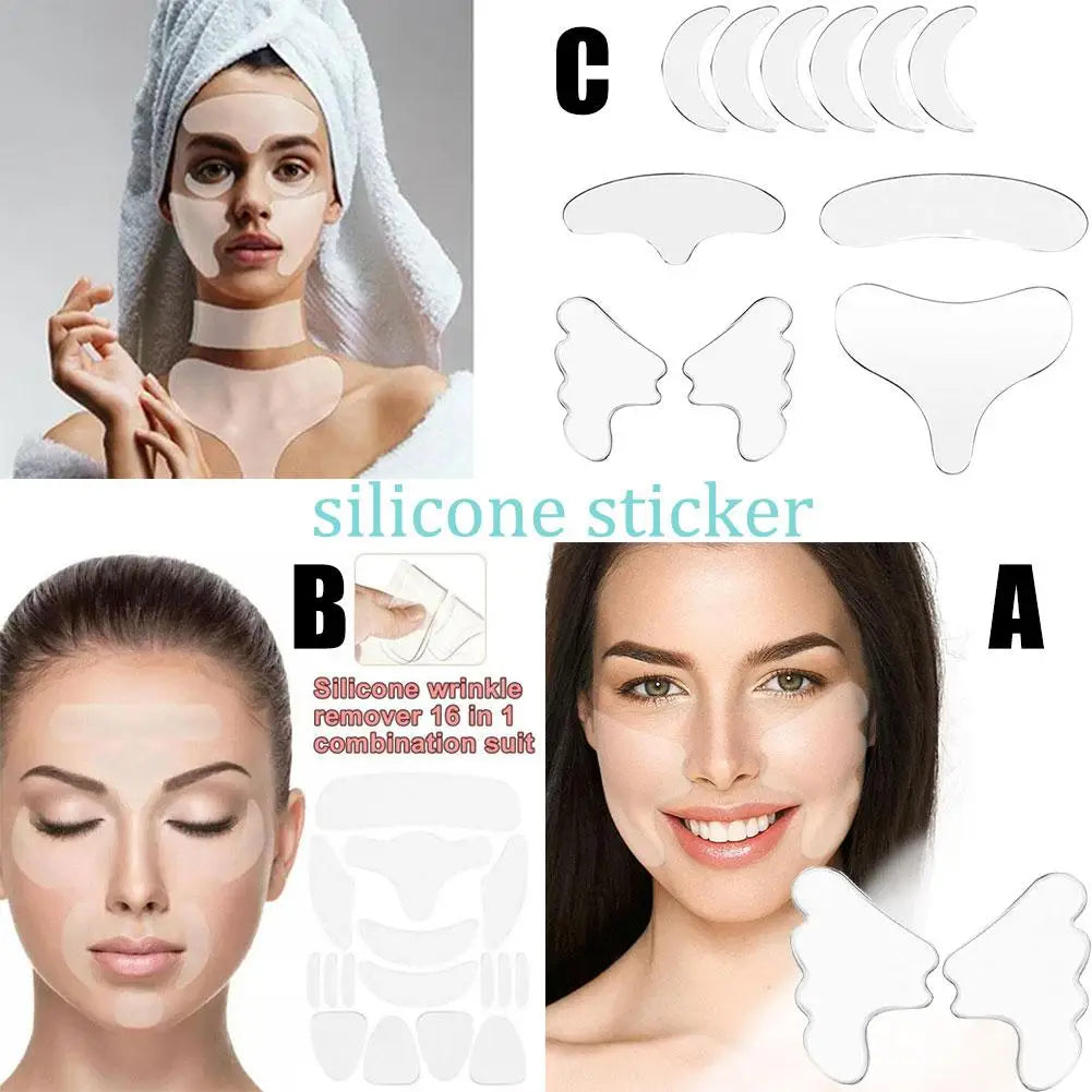 Silicone Face Pad Patch Wrinkle Removal Forehead Eye Neck Reusable Qme