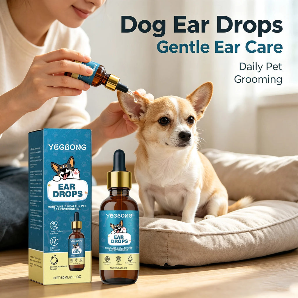 Dog Ear Care Drops Nourishing Removing Earwax Eliminate Odors Relieving Ear Discomfort & Itching Mild Pet Ear Cleansing Solution Qme