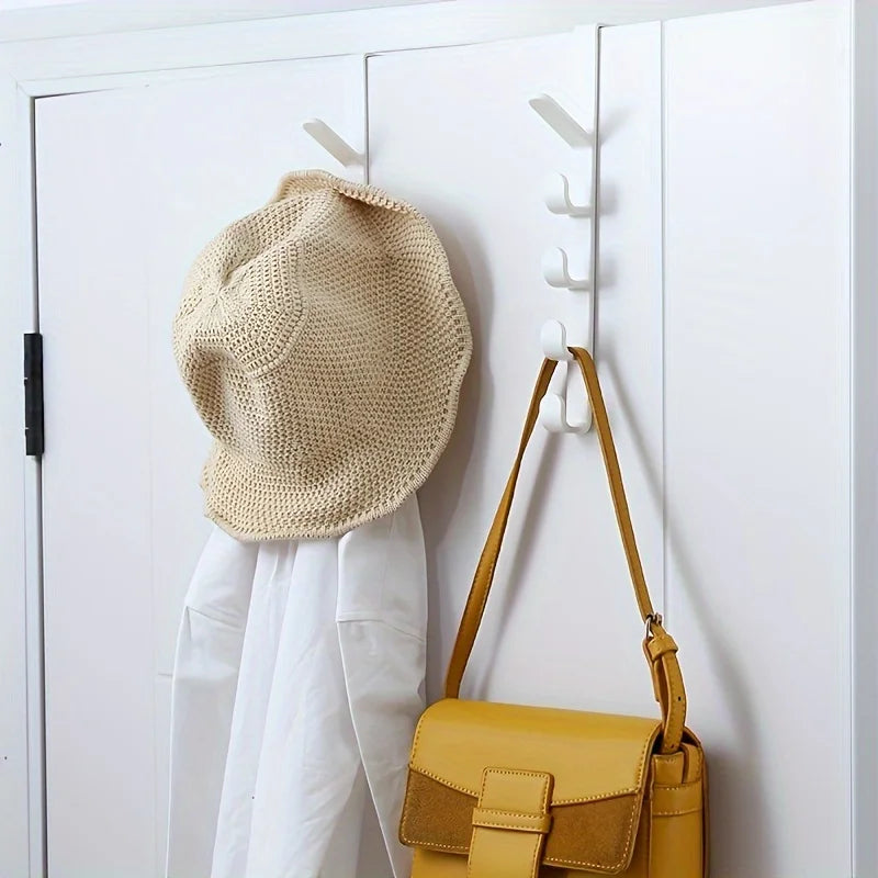 1pc Over The Door Hook Hanger, 5-Hook Plastic Organizer Rack For Coats, Hats, Robes, Shirts, Belts, Towels, Closet And Bathroom Qme