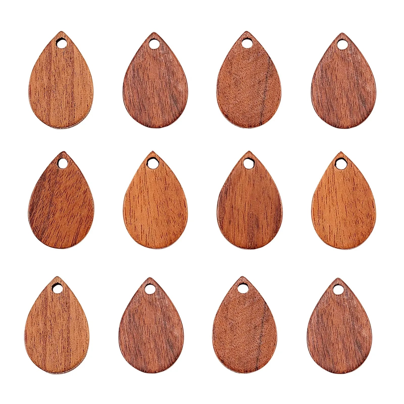 20Pcs Vintage Natural Wood Charms Flat Round Teardrop Saddle Brown Wooden Pendants Bulk for Women Jewelry Earrings Making Qme 17x11x2.5mm