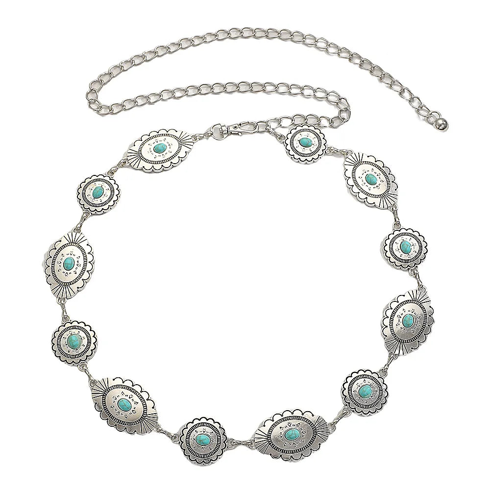 New Bohemian metal waist women's retro ethnic style high-end accessories with skirts waist versatile decorative women Qme