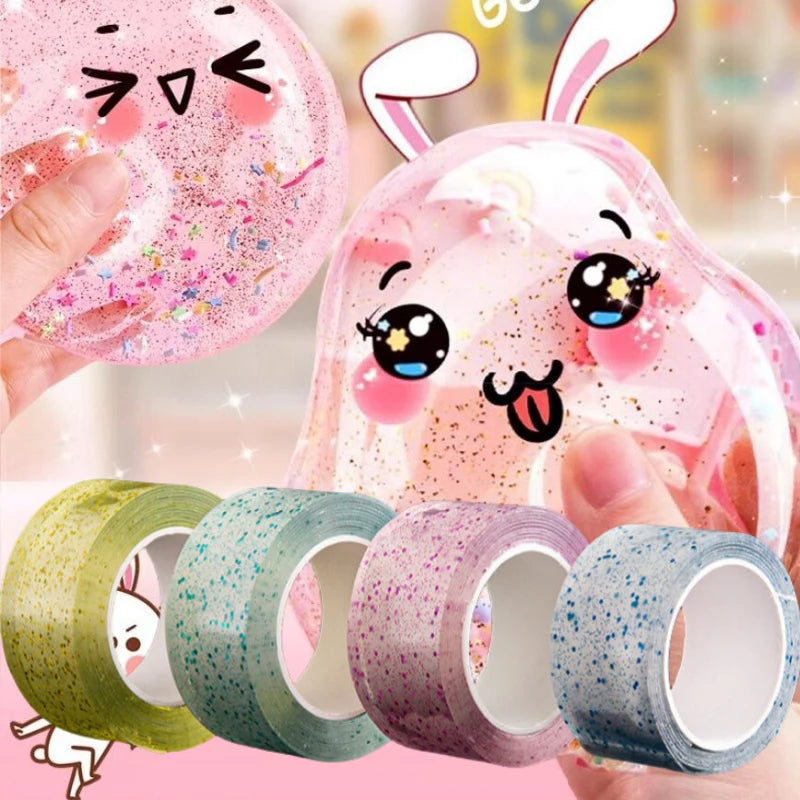 Kids Gifts PET Nano Glue DIY Blow Bubble Double Sided Tape Sticky Qme