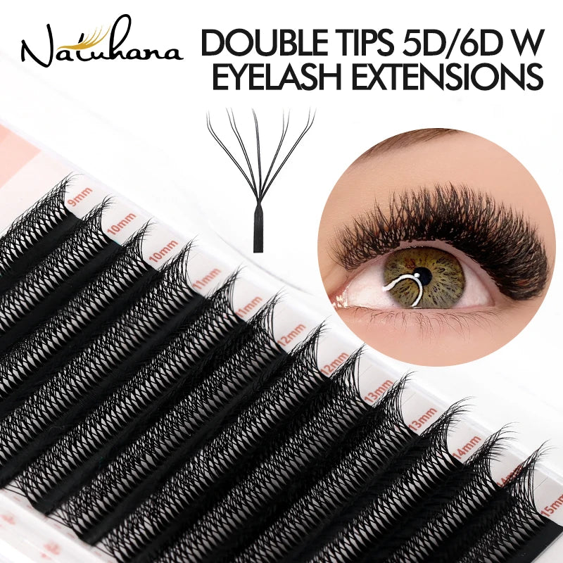 NATUHANA Double W-shape 3D 4D 5D Premade Fans Eyelash Extensions Qme