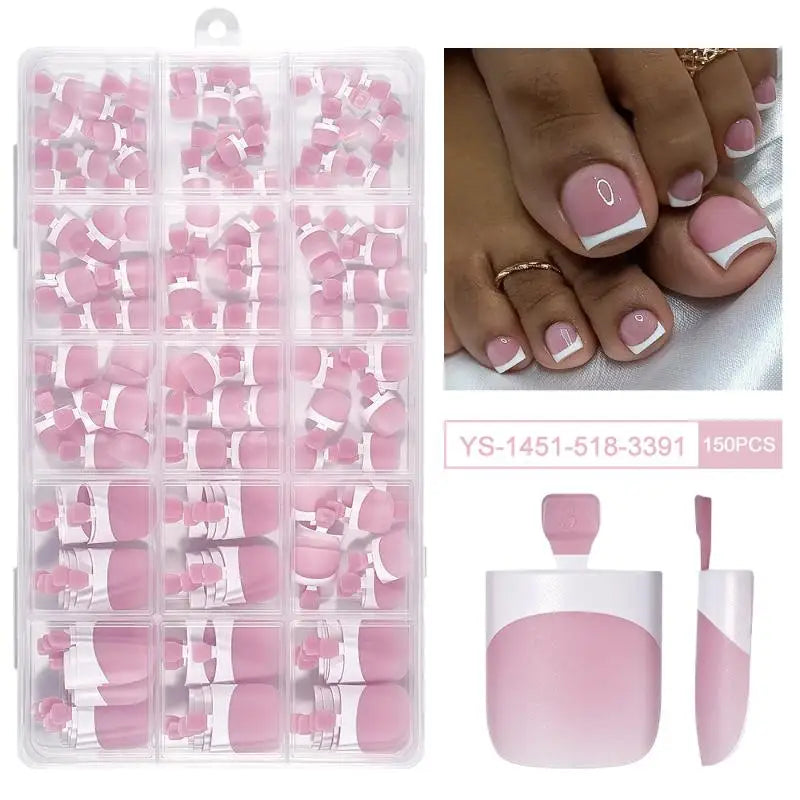 Easy Application Square Matte Full Cover Toe Nail Tips Pedicures Qme 12
