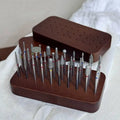 30 Slots Polishing Head Storage Walnut Wood Nail Drill Bit Organizer Qme Default Title