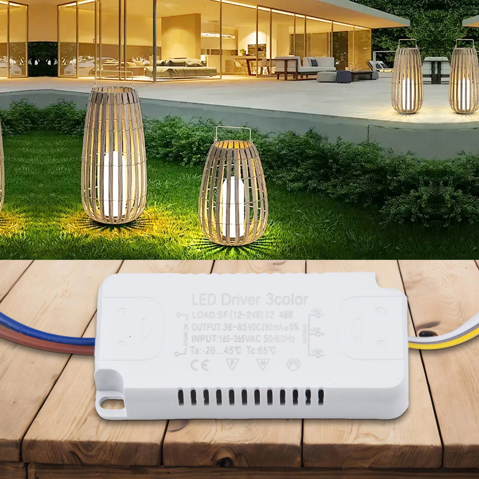 LED Driver 3color Adapter For LED Lighting Non-Isolating Transformer AC165-265V 8-24W 20-40W 30-50W 40-60W 50-70W LED Driver Qme
