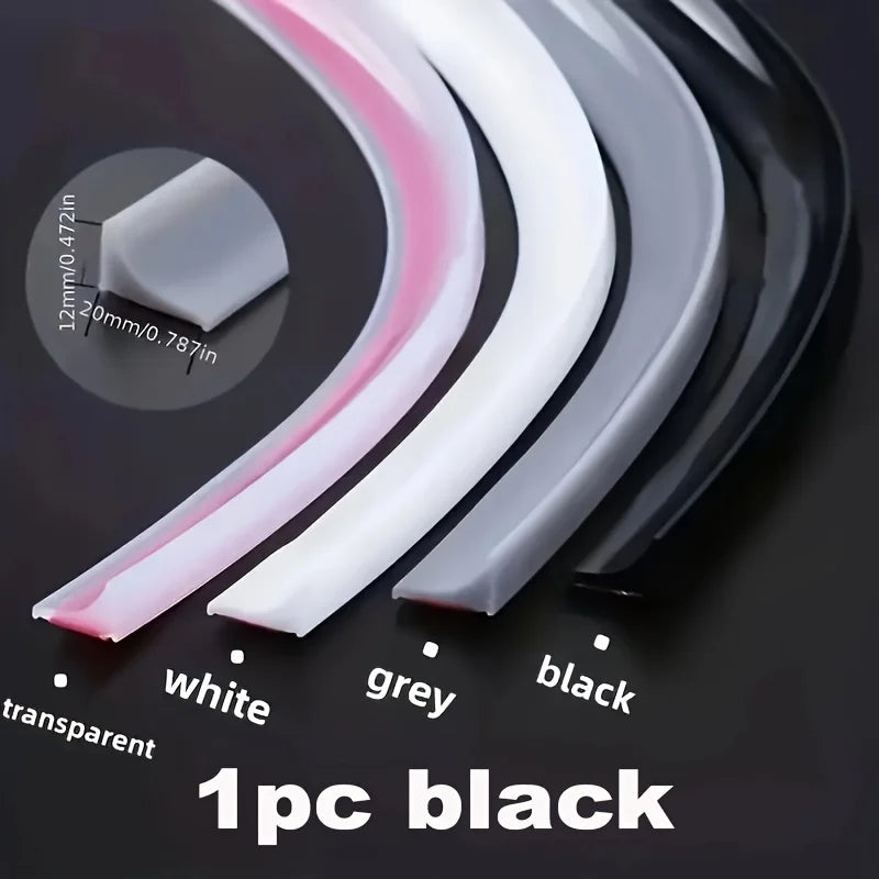 1 self-adhesive silicone waterproof strip for kitchens and bathrooms, suitable for countertops, cabinets, and sink edges Qme black
