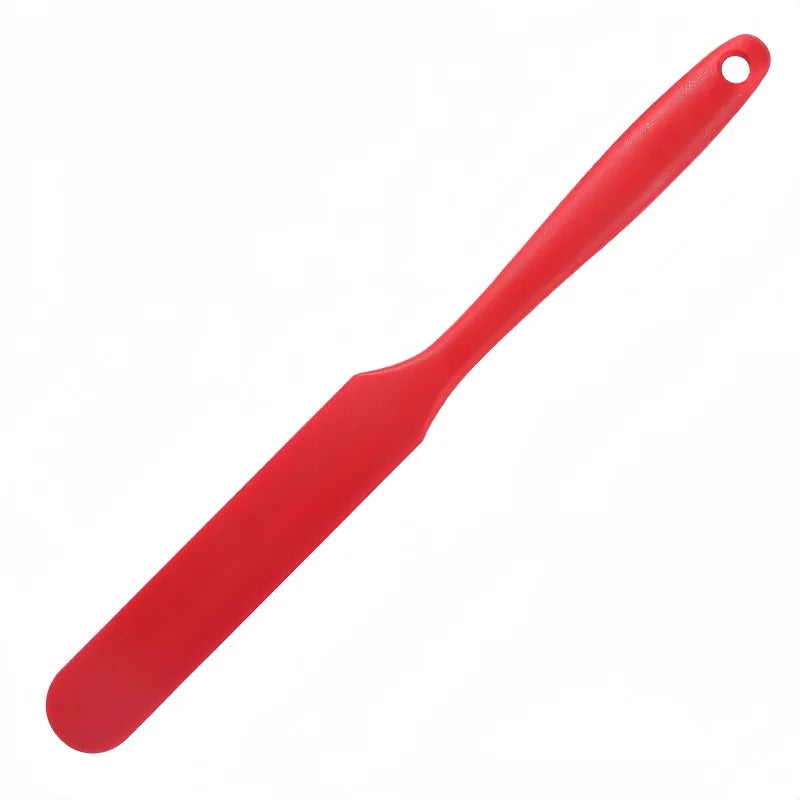 Silicone Long Spatula Color Cream Long Knife Spatula Cake Making Gadgets Non-stick Scraper Heat-resistant Kitchen Baking Tools Qme red