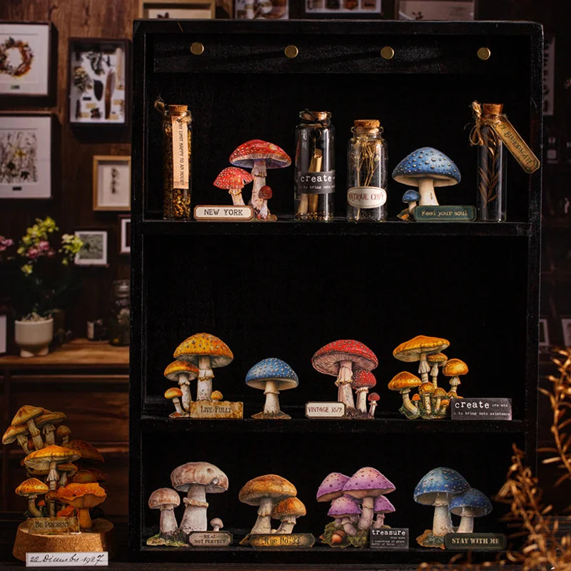 25 Sheets/Pack Vintage Mystical Mushroom Stickers for DIY Crafts Scrapbooking Phone Case Planner Journal Decoration Qme