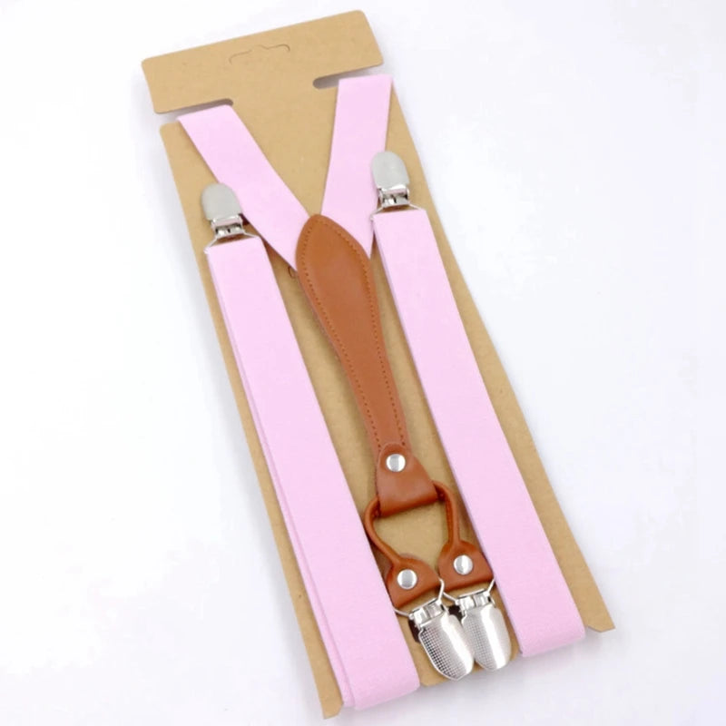 New Fashion Suspenders Men Women Adult Leather Trimmed End Y Back Adjustable Elastic Trouser Braces Strap Belt Wedding Party Qme