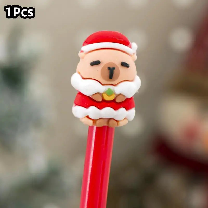 1 Christmas Capybara Gel Pen Cute Cartoon Stationery Smooth Writing Qme A2