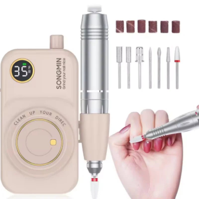 35000RPM Portable Low Noise Electric Handle Nail Remover Dead Skin Removal Nail Polish Grinding Machine for Nail Salons Qme