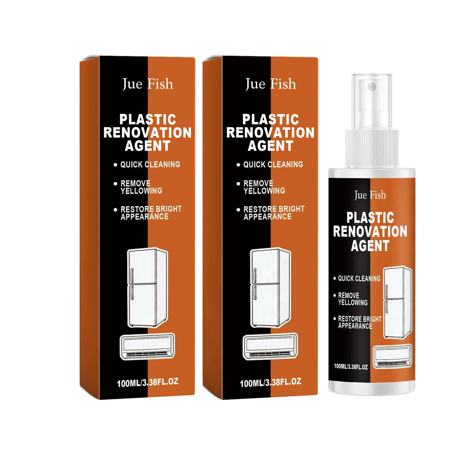 Plastic Renovation Agent Remove Oxidation Stains Dust Grime Restore Gloss Brigh Prevent Re-Yellowing Plastic Yellowing Remover Qme 2 x 100ML Boxed