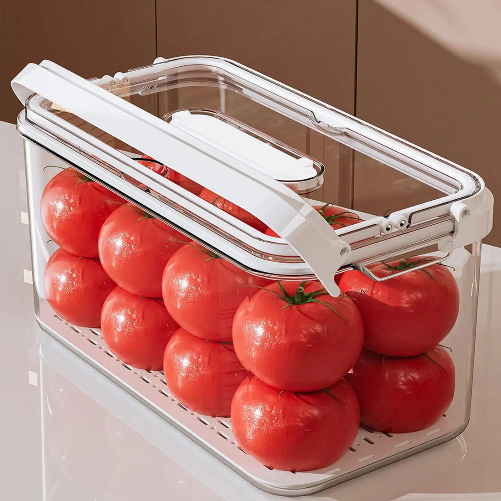 Refrigerator Storage Box With Lids Leakproof Transparent Large-Capacity Fruit Vegetable Storage Organizer For Flour Sugar Beans Qme