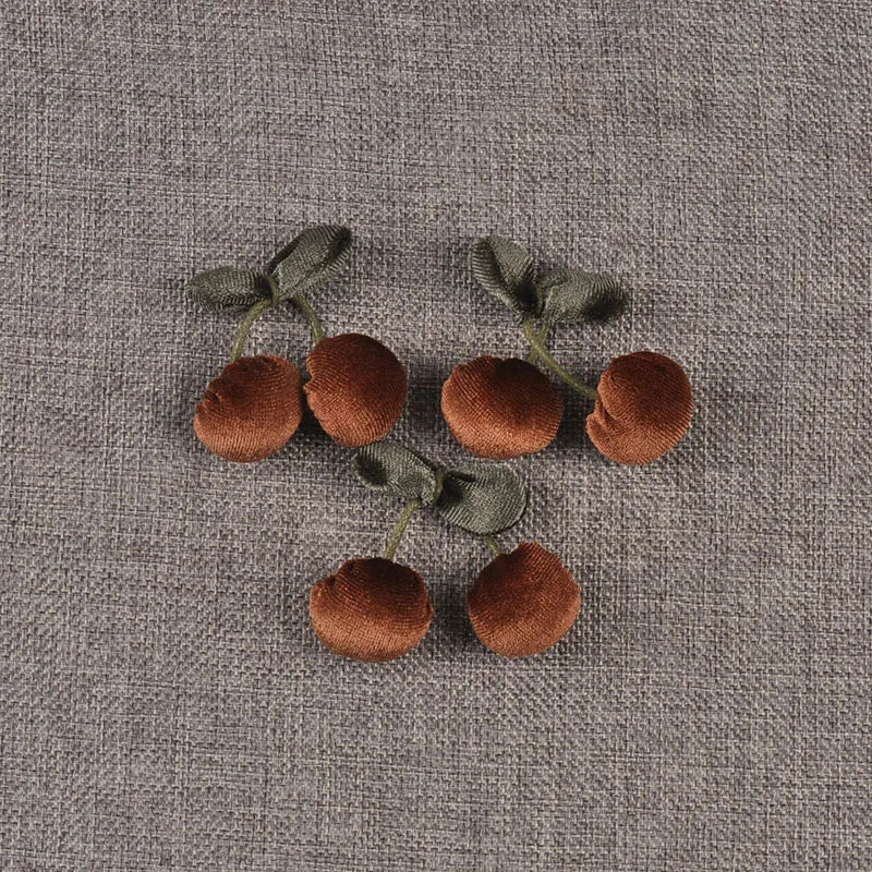 4pcs 42x55mm Assorted Polyester FibreCherry Appliques, Cute Fabric Cherry Pendants for DIY Hair Accessories Crafts cp3849 Qme 4pcs-3 42x55mm