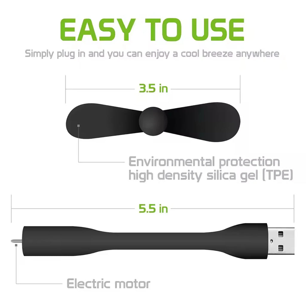 Mini USB Fan Flexible Bendable Power Bank Laptop AC Charger Portable Qme