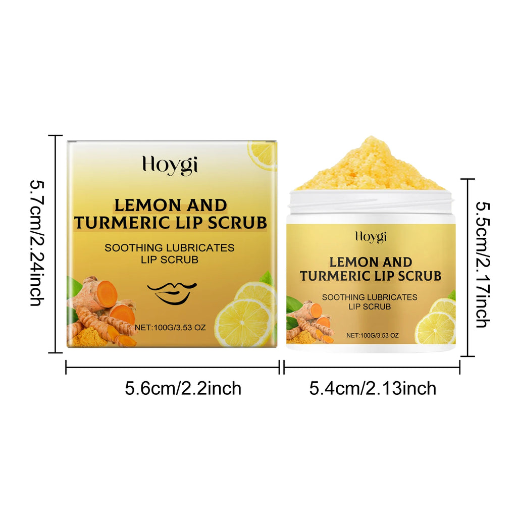 Turmeric Lemon Lip Scrub Dead Skin Removal Exfoliating Moisturizing Balm for Dry Chapped Lips Fade Lip Lines Nourishing Lip Care Qme