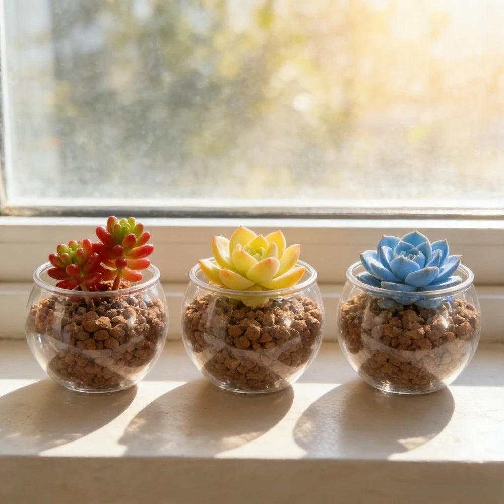 4pcs Transparent Spherical Mini Vases, Home Decor Vases, Creative Mini Fish Tanks, Durable Indoor，Office Desk Decoration Qme