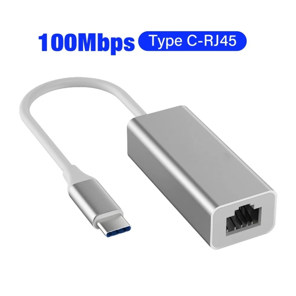 USB Type C Ethernet Adapter Network Card USB Type-C To RJ45 100/1000Mbps Lan Internet Cable For MacBook PC Windows XP 7 8 10 LUX Qme 100M C to RJ45