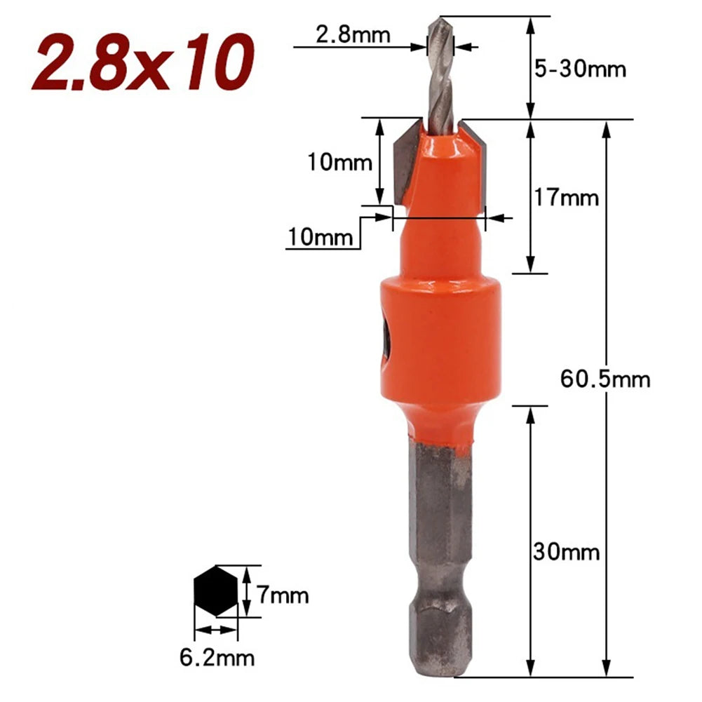 1 4 Woodworking Hex Shank Drills Bit Countersink Router Wood Drilling Qme E