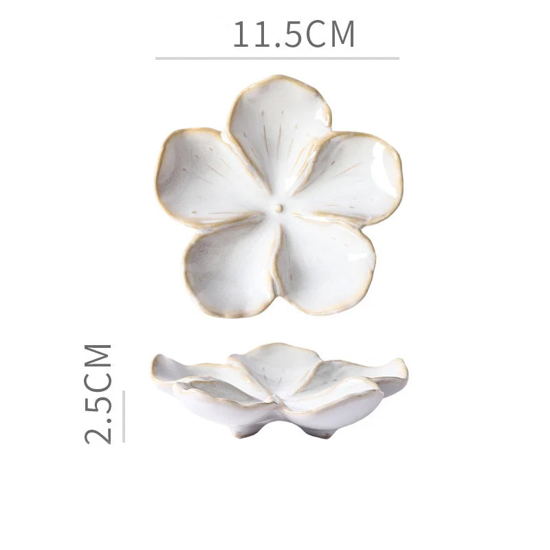 Retro Kiln-Baked Ceramic Petal-Shaped Dipping Plate, Lightweight Seasoning & Sauce Dish for Home & Restaurant Use Qme 13