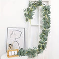 Artificial Eucalyptus Wreath Willow Leaves Green Vines Fake Plants Qme green