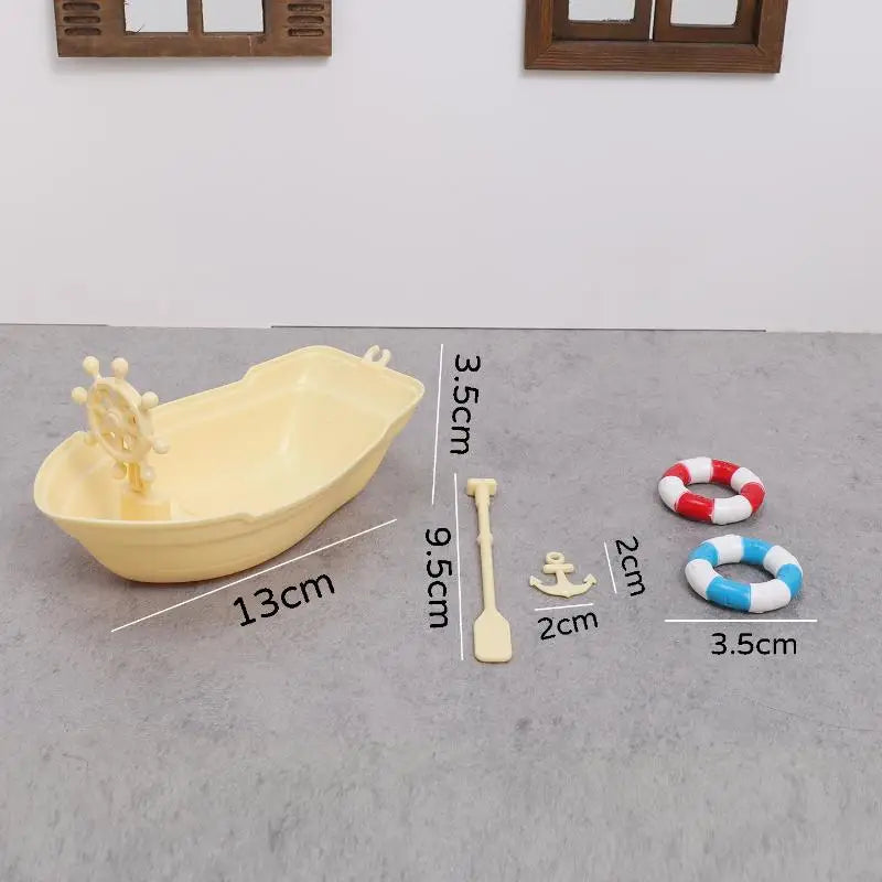 Mini Simulated Dollhouse Ornaments Miniature Fishing Boat Plastic Qme A2