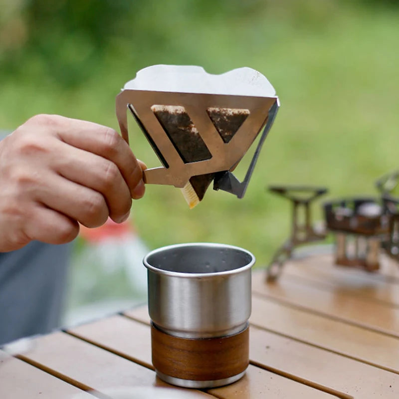 Coffee Drip Rack Residue Filter Outdoor Camping Portable Stainless Qme